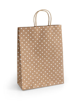 Paper Gift Bag Kraft Silver Dots 33x10x24