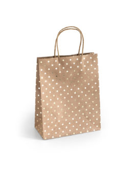 Paper Gift Bag Kraft Gold Dots 25x10x20