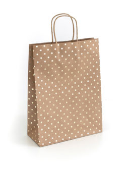 Paper Gift Bag Kraft Gold Dots 33x10x24