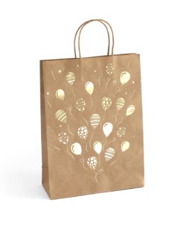 Paper Gift Bag Kraft Gold Balloons 33x10x24