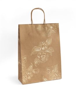 Paper Gift Bag Kraft Golden Flowers 33x10x24