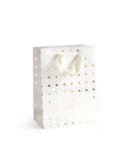 Paper Gift Bag White Gold Diamonds S 20x8x15
