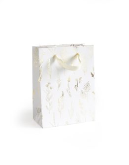 Paper Gift Bag White Gold Meadow S 20x8x15