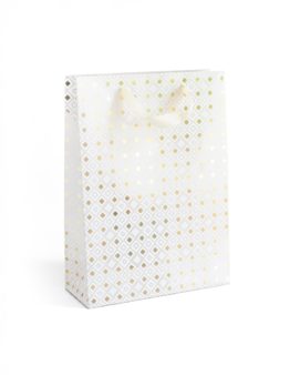 Paper Gift Bag White Gold Diamonds L 33x10x24