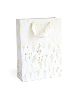 Paper Gift Bag White Gold Meadow L 33x10x24