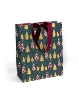 Paper gift bag CHRISTMAS TREE with a velour bow