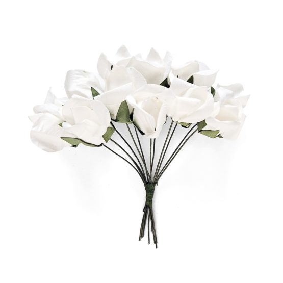 Paper flowers BUNCH-ROSEBUDS white