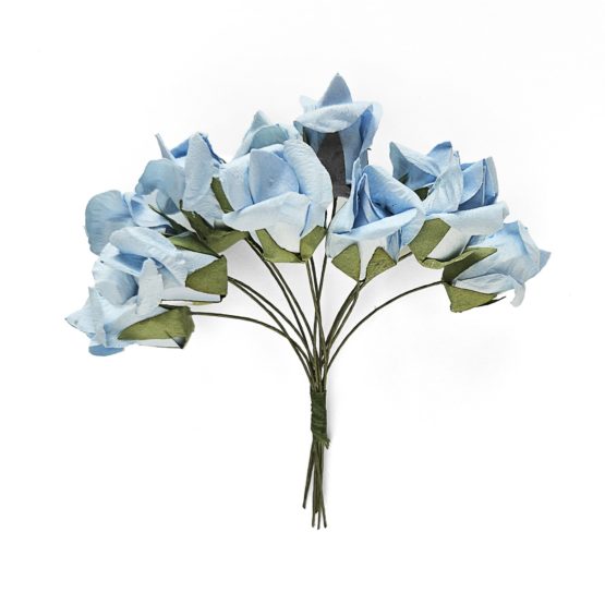 Paper flowers BUNCH-ROSEBUDS blue